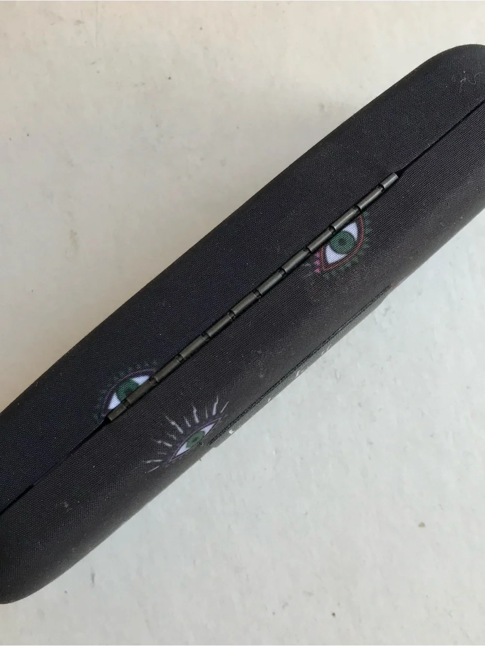 Nicole Miller Black Sunglasses Case with Multicolor Eye Motif